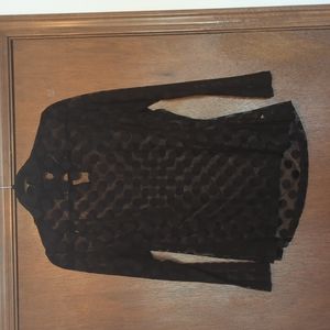 Lane Bryant Black Sheer Polka Dot Top